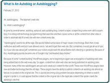 Brief on Autoblogs